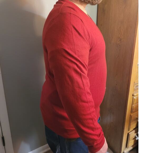 OLD NAVY Mens Red V-Neck Sweater Sz XL Preppy Cosby Dadcore Minimalist Neutral - Picture 8 of 8